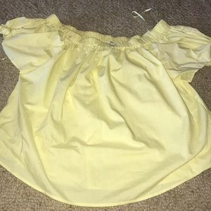 Yellow off the shoulder tie blouse